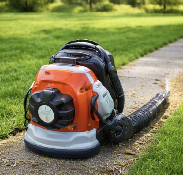 Leaf blower on grass